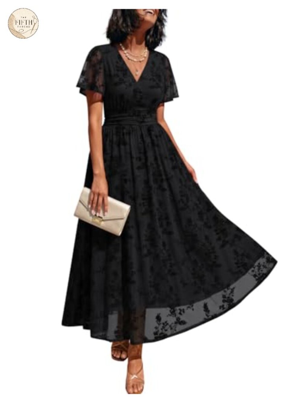 Women's Floral Wrap Maxi Dress with Pockets Wedding Guest